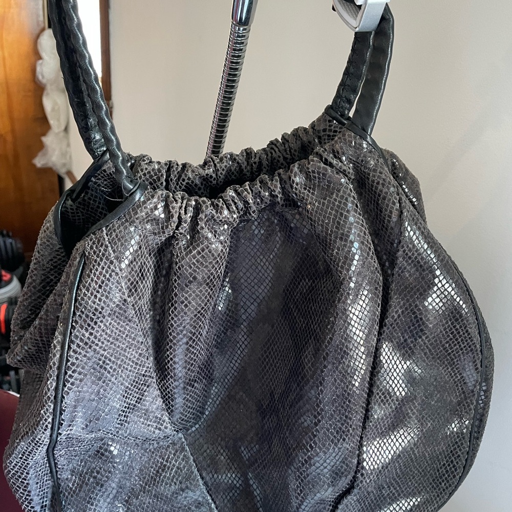 Elie Tahari Black Shoulder Bag with Textured Design
